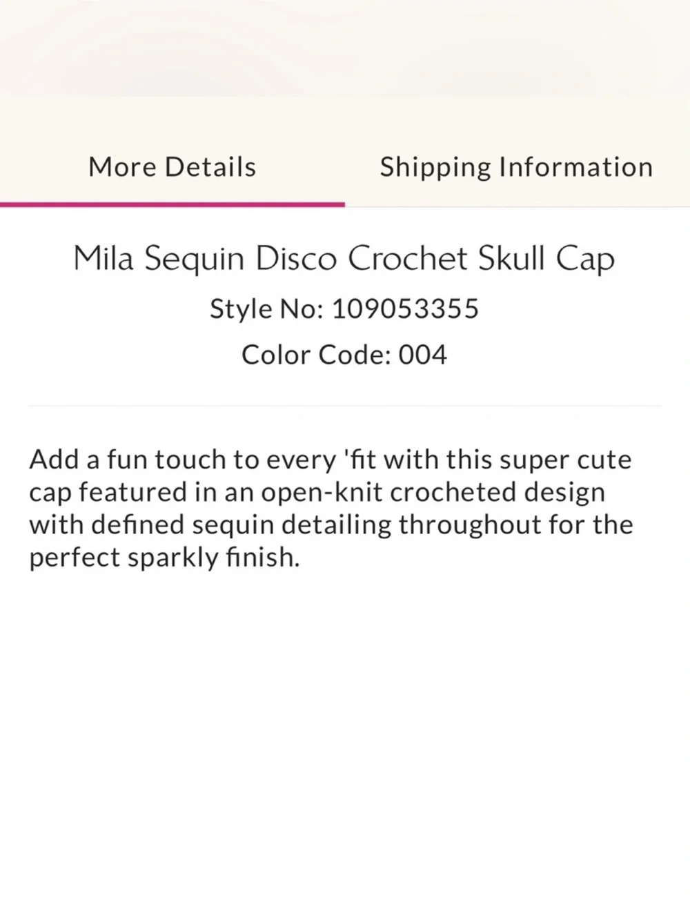 Free People Mila Sequin disco Crochet skull cap